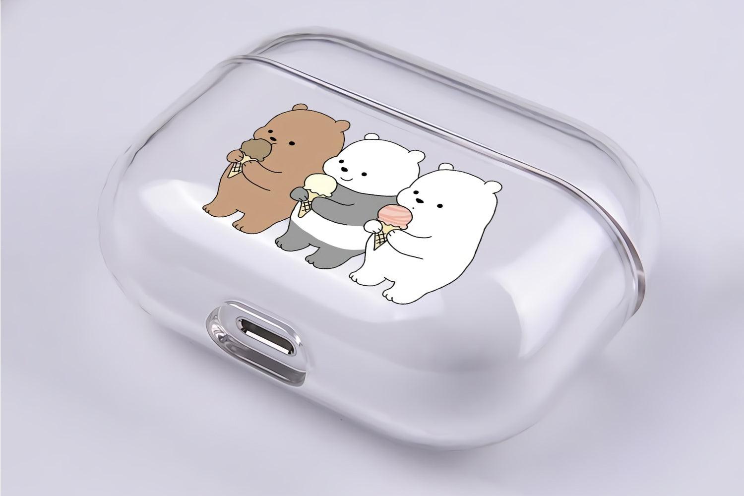 We Bare Bears Eat Ice Cream Protective Clear Case Cover For Apple Airpod Pro 3-Xtracase
