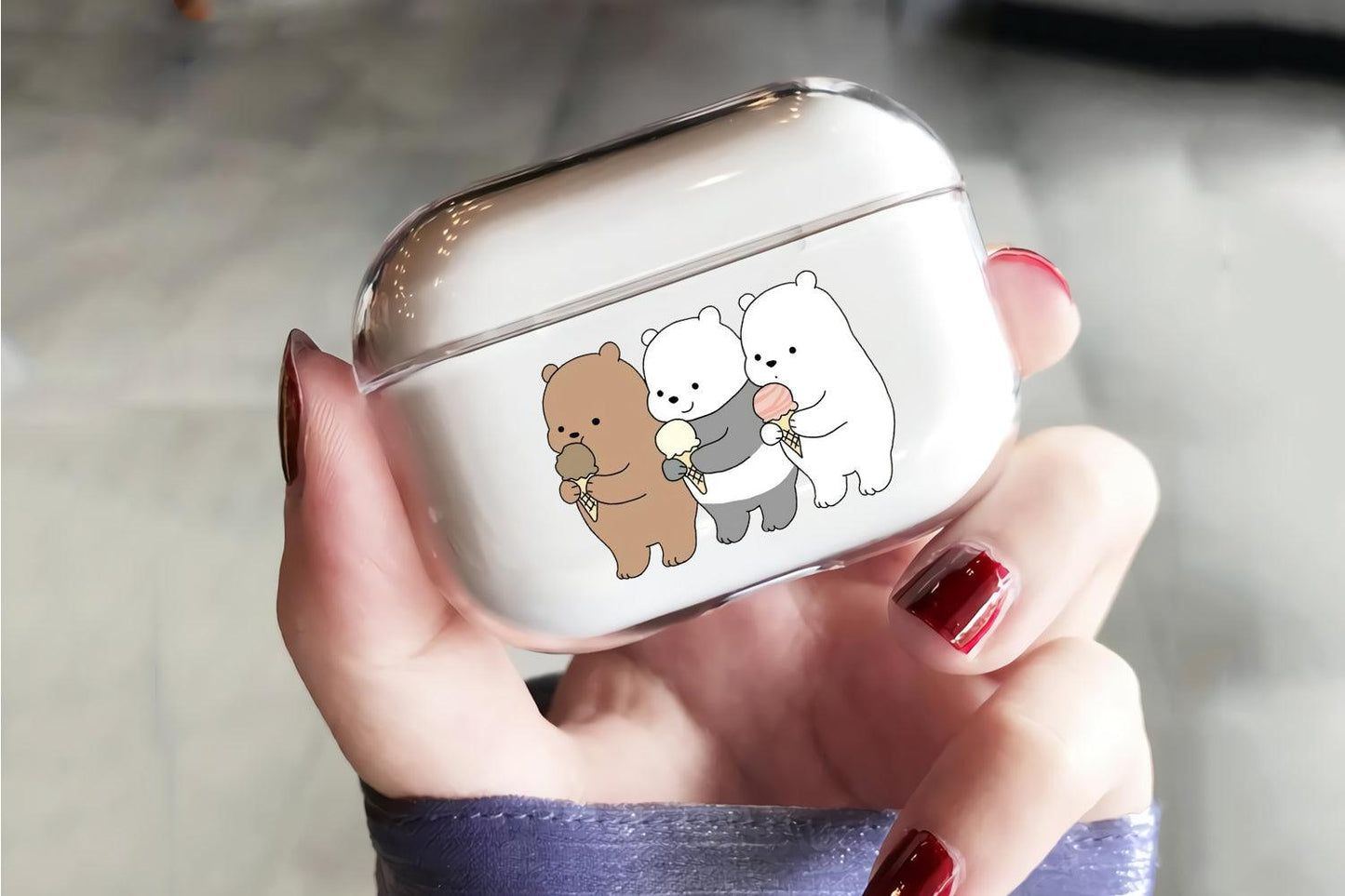 We Bare Bears Eat Ice Cream Protective Clear Case Cover For Apple Airpod Pro 2-Xtracase