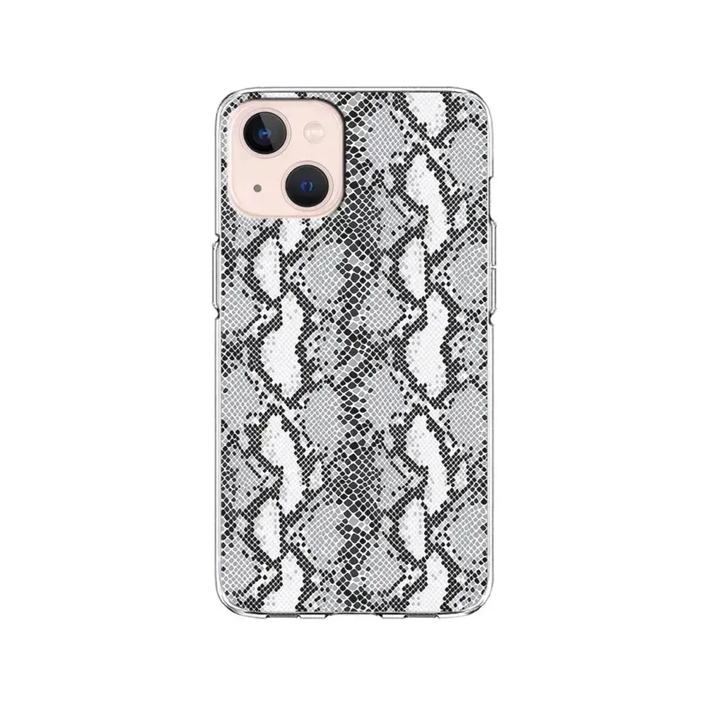 White Snake Skin Pattern iPhone 13 Mini Case-Clear Soft Case-Xtracase