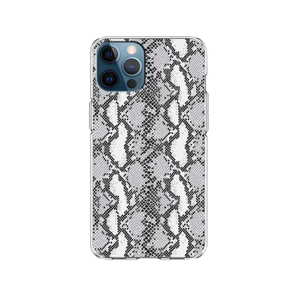 White Snake Skin Pattern iPhone 13 Pro Case-Clear Soft Case-Xtracase