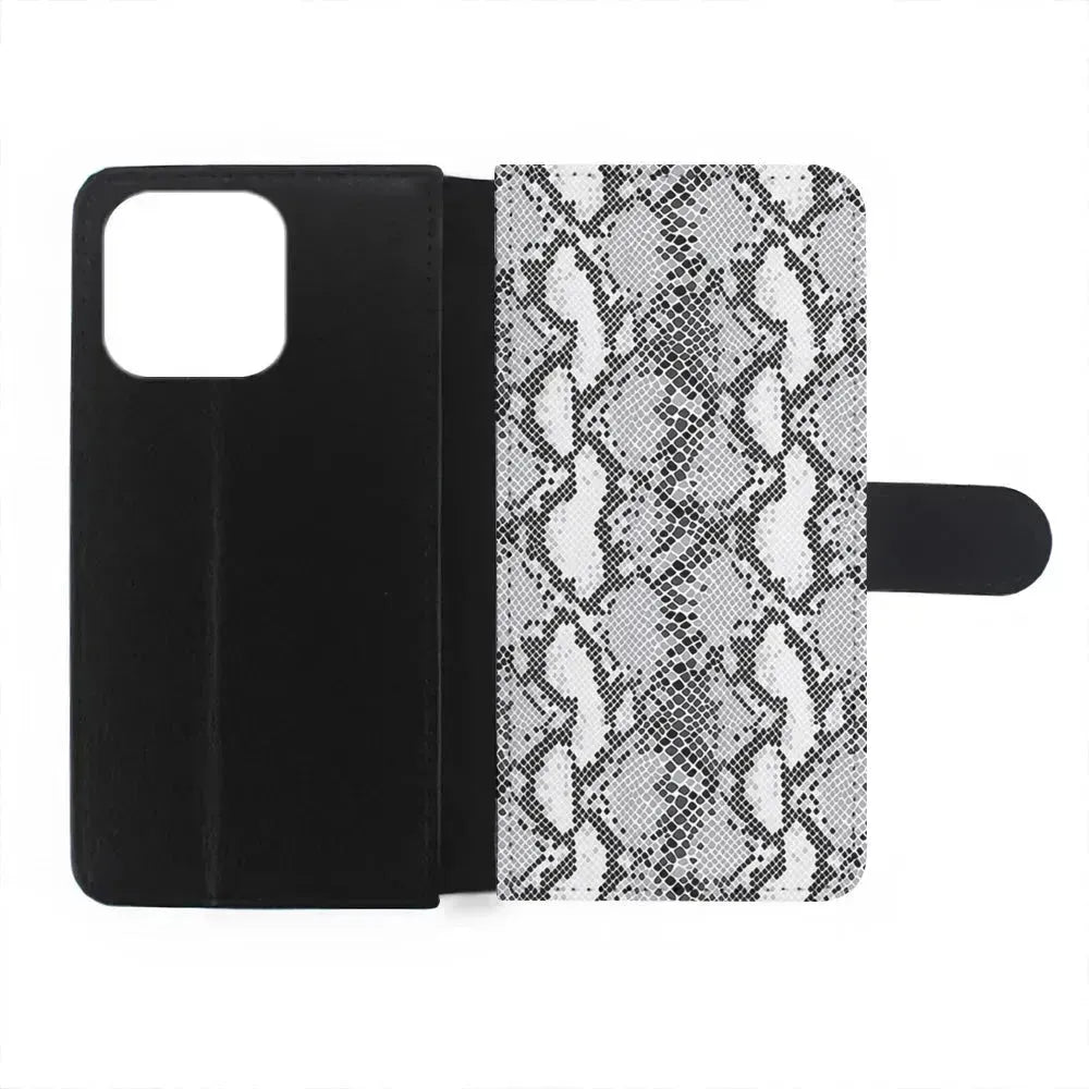 White Snake Skin Pattern iPhone 13 Mini Case-Flip Wallet Case-Xtracase