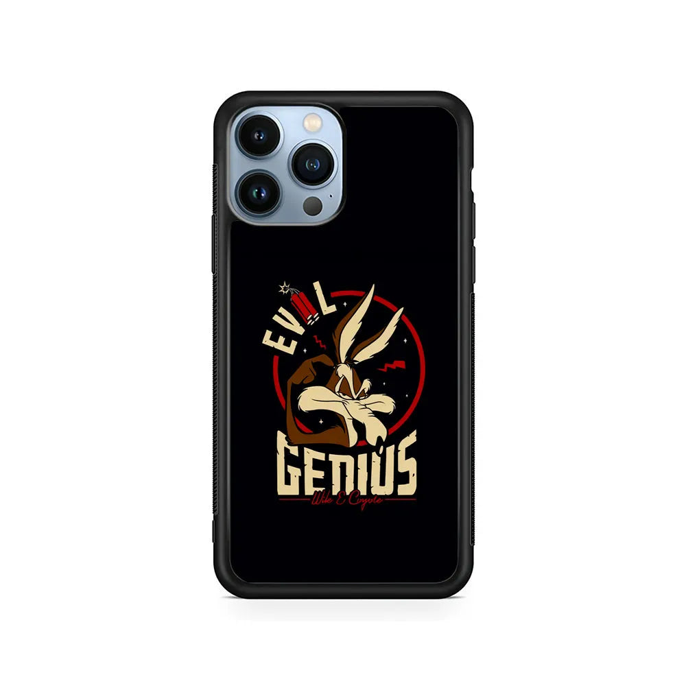 Wile E Coyote Evil Genius iPhone 13 Pro Max Case-Rubber / Black (2D Case)-Xtracase