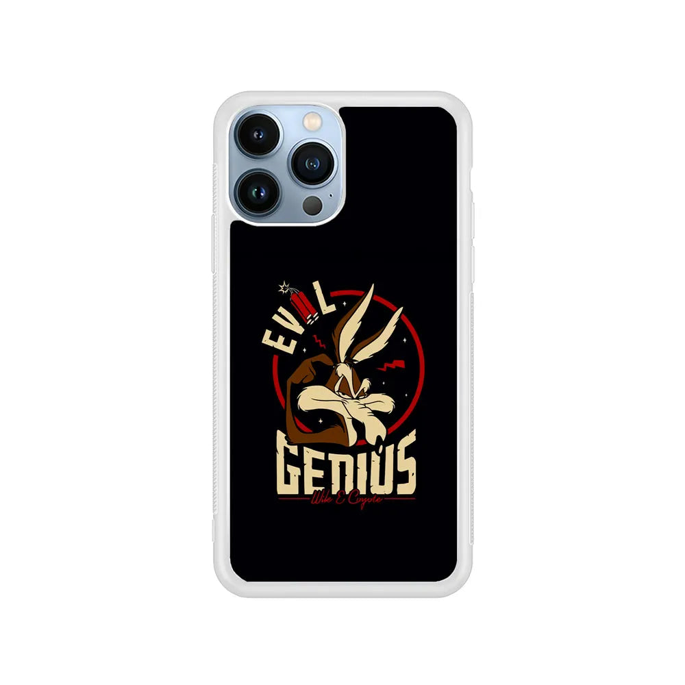 Wile E Coyote Evil Genius iPhone 13 Pro Max Case-Rubber / White (2D Case)-Xtracase