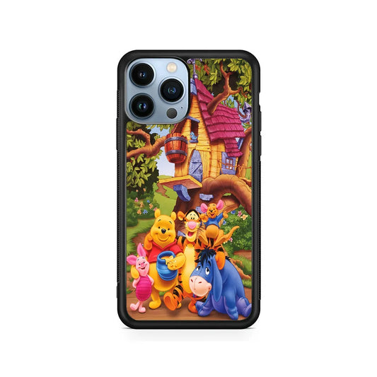 Winnie The Pooh Family Character iPhone 13 Pro Case-Rubber / Black (2D Case)-Xtracase