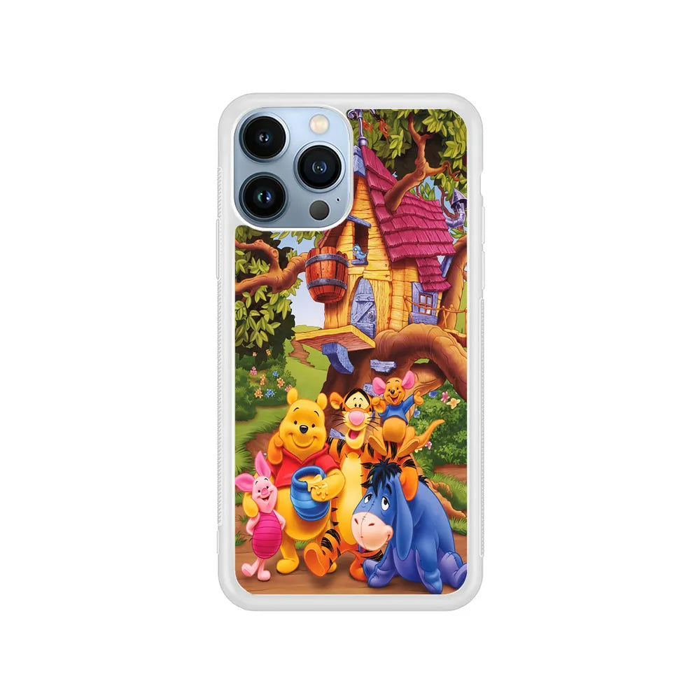 Winnie The Pooh Family Character iPhone 13 Pro Max Case-Rubber / White (2D Case)-Xtracase