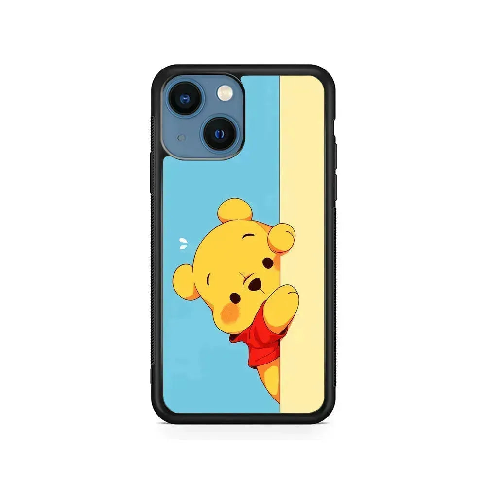 Winnie The Pooh Is Hiding iPhone 13 Mini Case-Rubber / Black (2D Case)-Xtracase