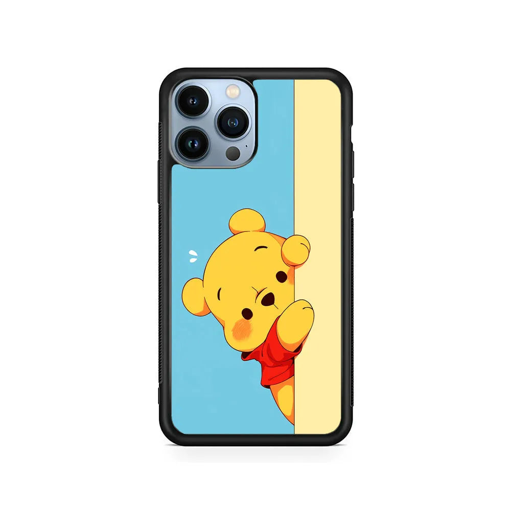 Winnie The Pooh Is Hiding iPhone 13 Pro Case-Rubber / Black (2D Case)-Xtracase