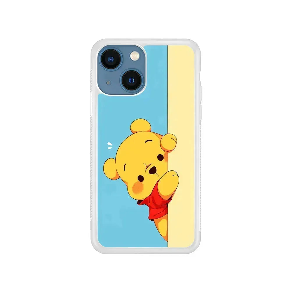 Winnie The Pooh Is Hiding iPhone 13 Mini Case-Rubber / White (2D Case)-Xtracase