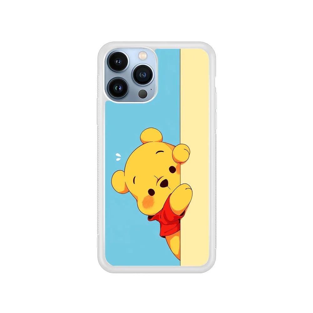 Winnie The Pooh Is Hiding iPhone 13 Pro Case-Rubber / White (2D Case)-Xtracase