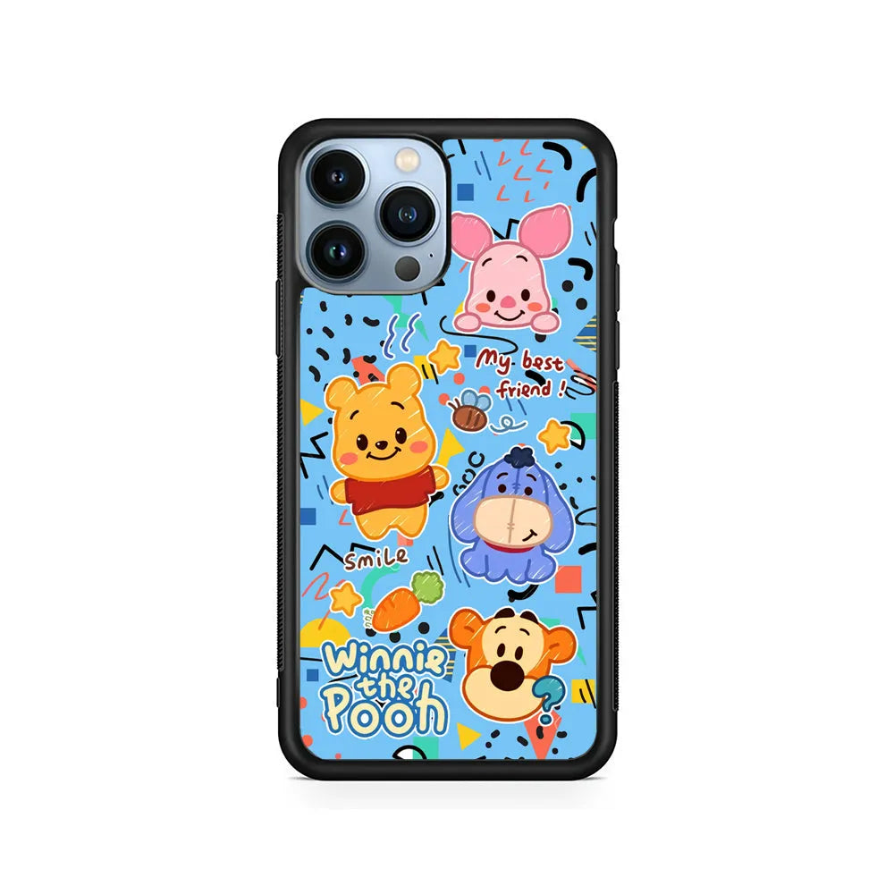 Winnie The Pooh The Best Friend iPhone 14 Pro Case-Rubber / Black (2D Case)-Xtracase