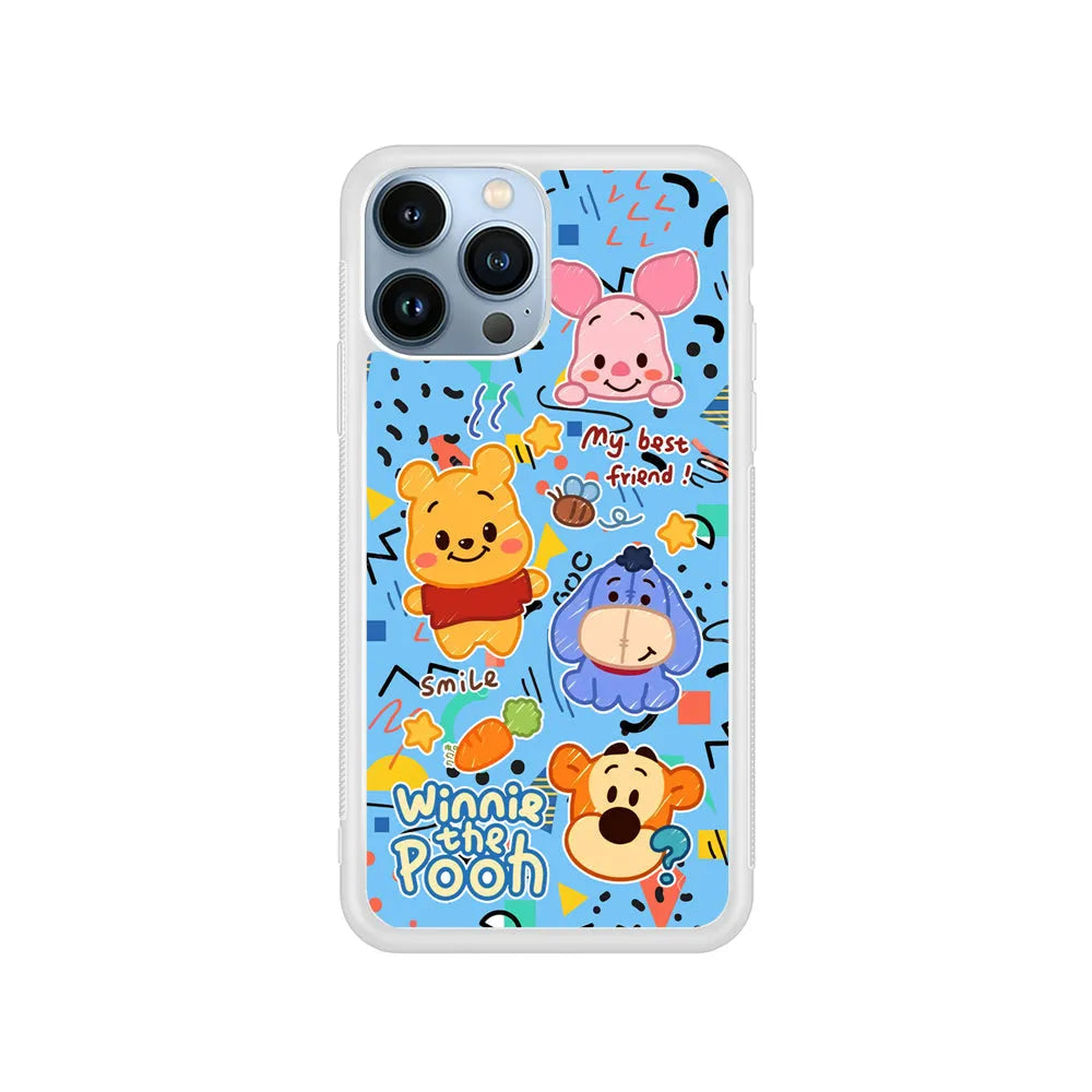 Winnie The Pooh The Best Friend iPhone 13 Pro Case-Rubber / White (2D Case)-Xtracase
