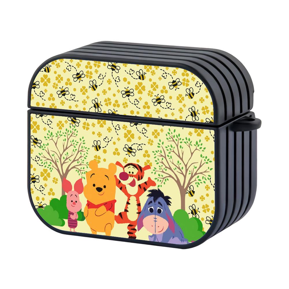 Winnie The Pooh on Honey Bee Field Hard Plastic Case Cover For Apple Airpods 3-Xtracase