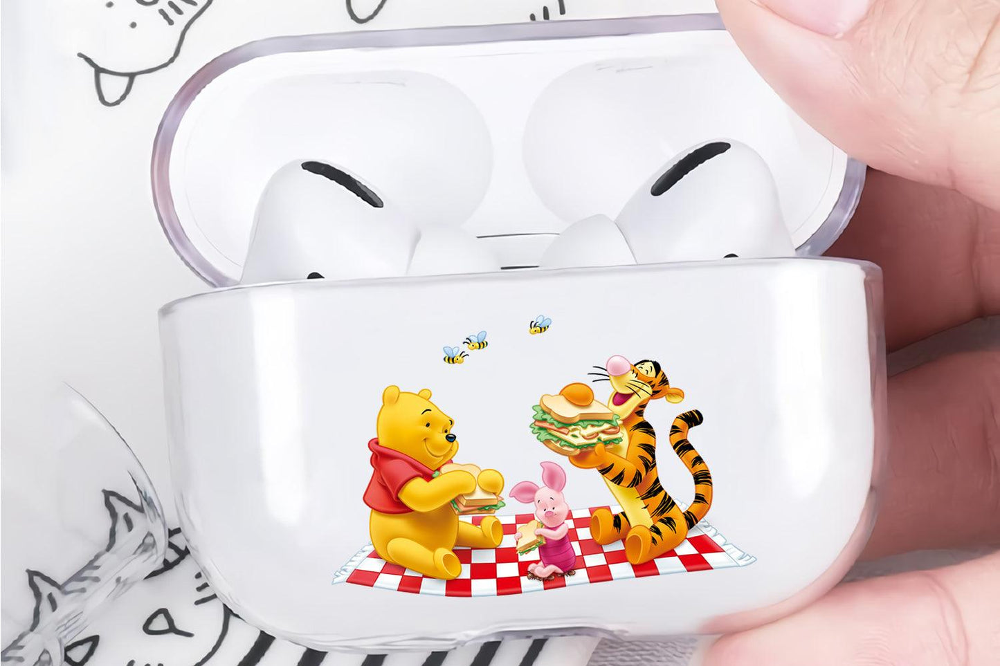 Winnie the Pooh on a Picnic Protective Clear Case Cover For Apple Airpod Pro 2-Xtracase