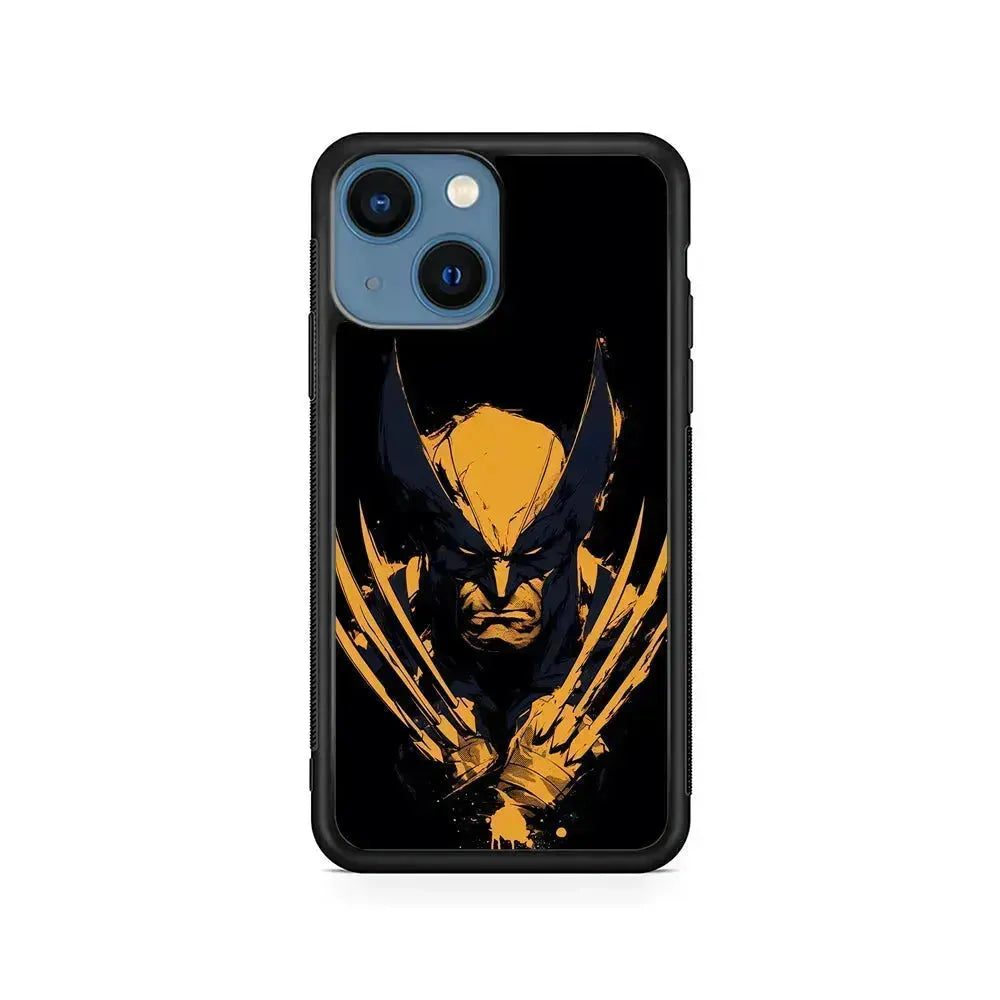 Wolverine Black and Yellow iPhone 13 Mini Case-Rubber / Black (2D Case)-Xtracase
