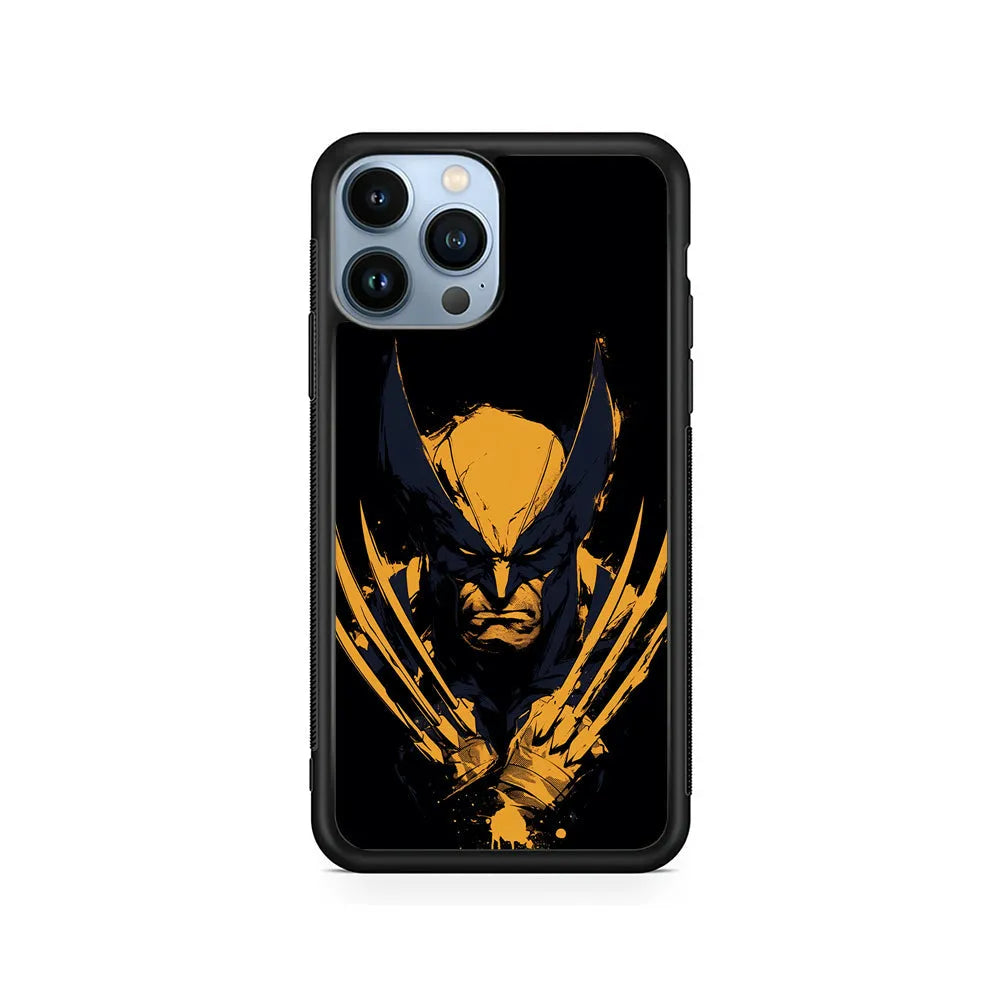 Wolverine Black and Yellow iPhone 13 Pro Case-Rubber / Black (2D Case)-Xtracase