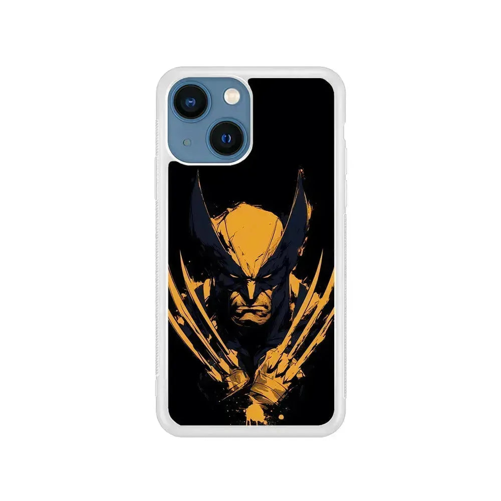 Wolverine Black and Yellow iPhone 13 Mini Case-Rubber / White (2D Case)-Xtracase