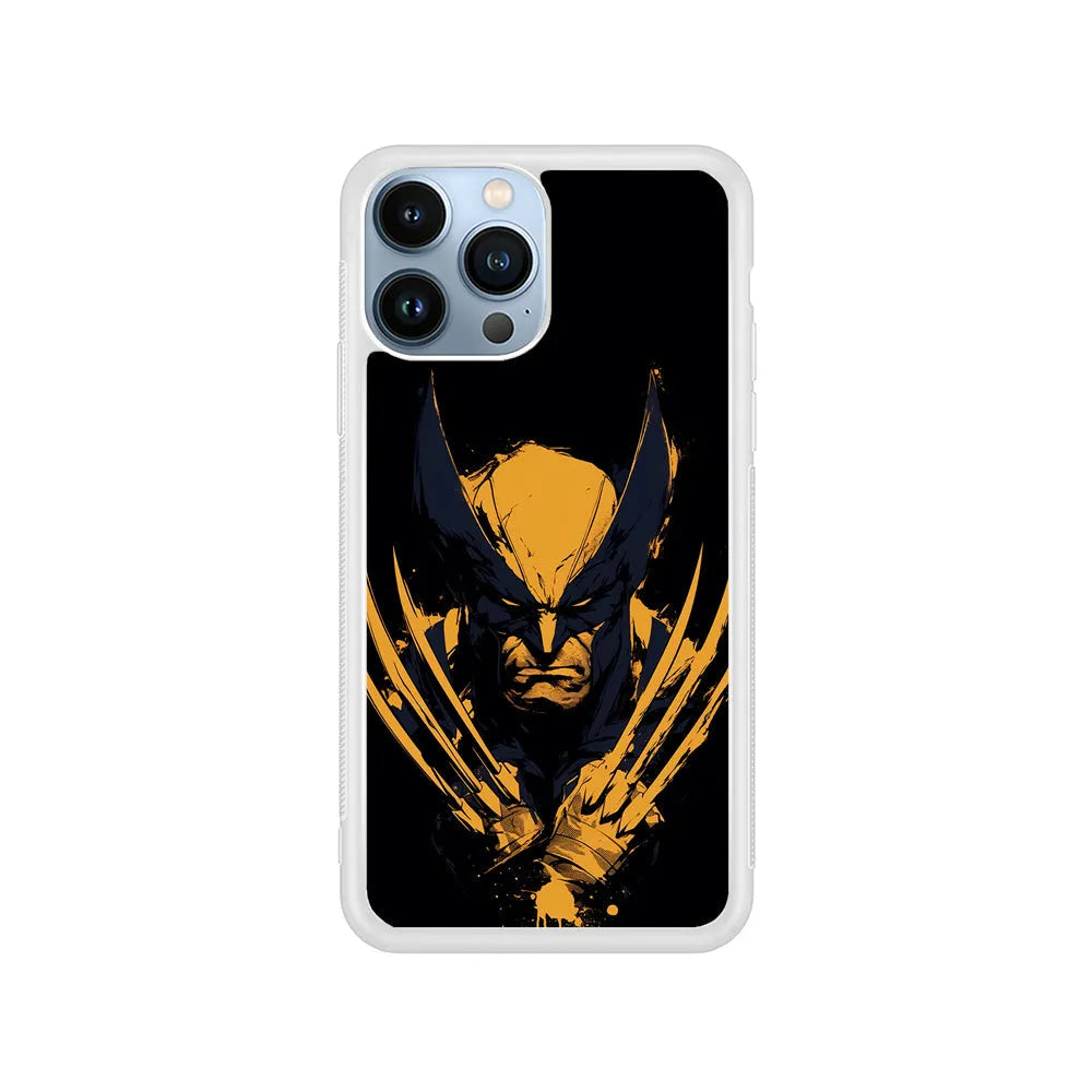 Wolverine Black and Yellow iPhone 13 Pro Case-Rubber / White (2D Case)-Xtracase