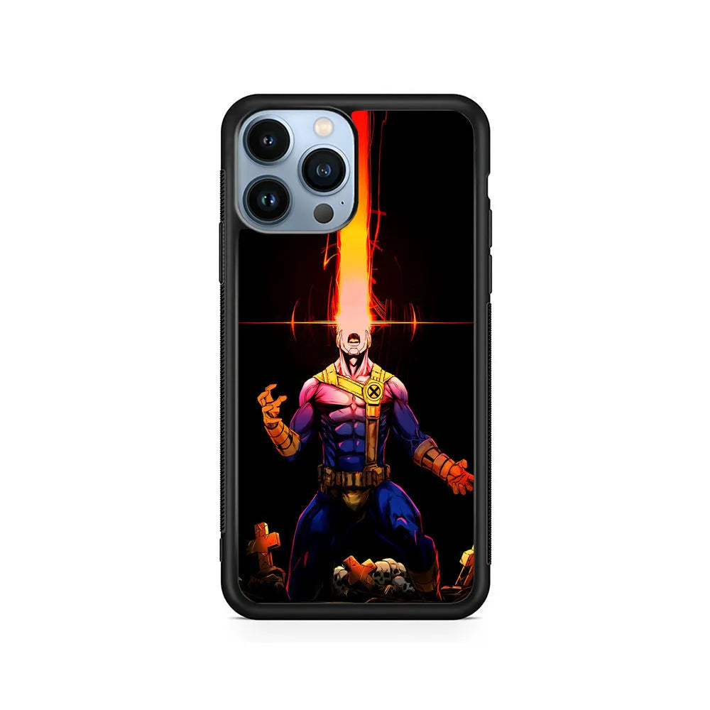 X-Men Cyclops Angry iPhone 13 Pro Max Case-Rubber / Black (2D Case)-Xtracase