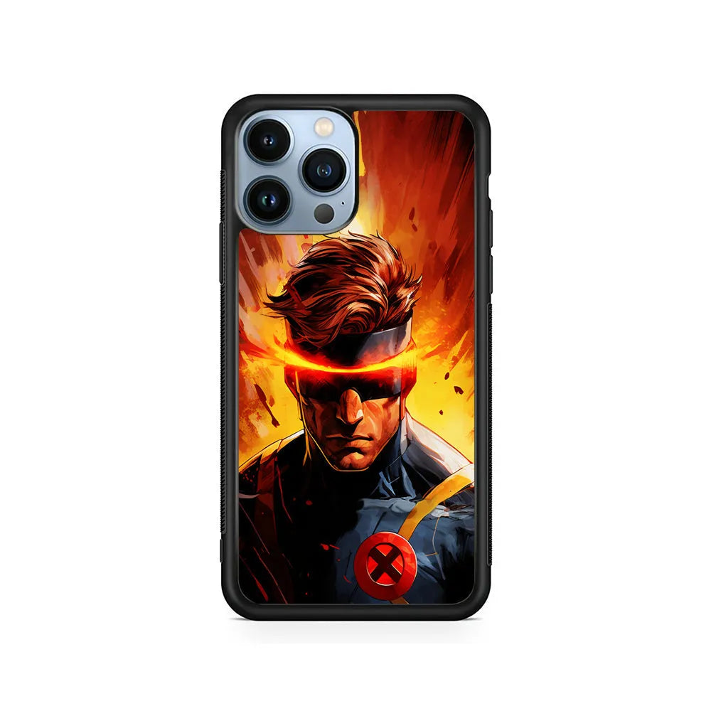 X-Men Cyclops Comics iPhone 13 Pro Case-Rubber / Black (2D Case)-Xtracase
