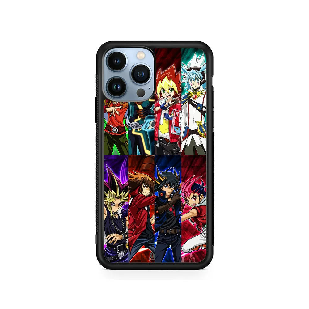 Yu-Gi-Oh All Main Character iPhone 13 Pro Max Case-Rubber / Black (2D Case)-Xtracase