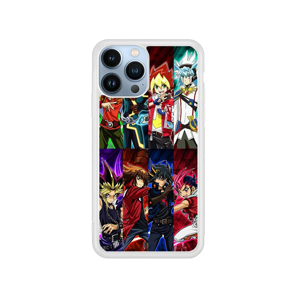 Yu-Gi-Oh All Main Character iPhone 13 Pro Max Case-Rubber / White (2D Case)-Xtracase