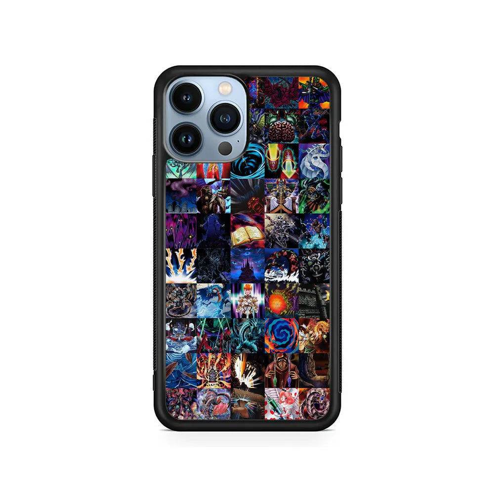 Yu-Gi-Oh Monster Card Collection iPhone 13 Pro Case-Rubber / Black (2D Case)-Xtracase