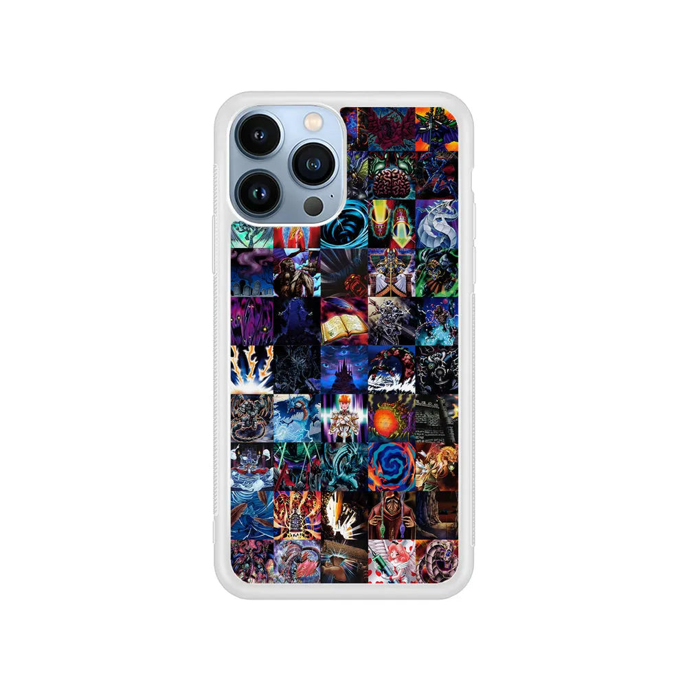 Yu-Gi-Oh Monster Card Collection iPhone 13 Pro Case-Rubber / White (2D Case)-Xtracase