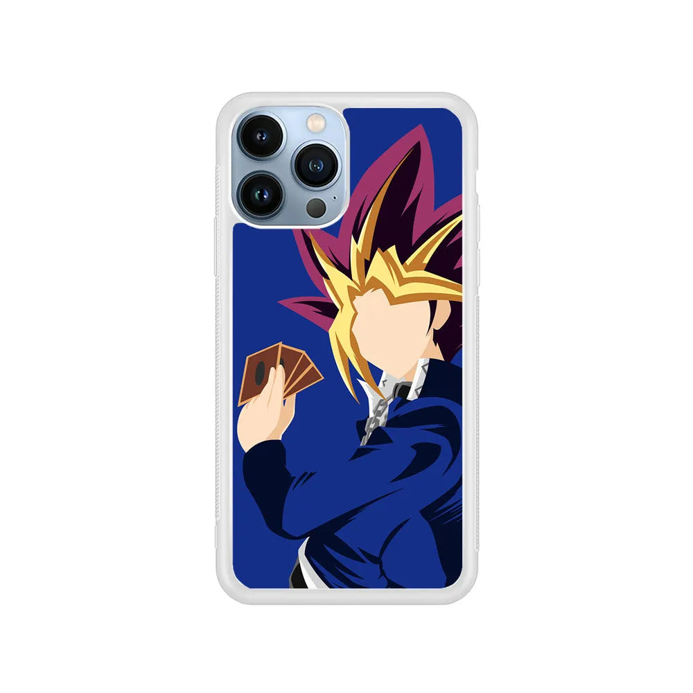 Yu-Gi-Oh Yugi Mutou Silhouette iPhone 13 Pro Max Case-Rubber / White (2D Case)-Xtracase
