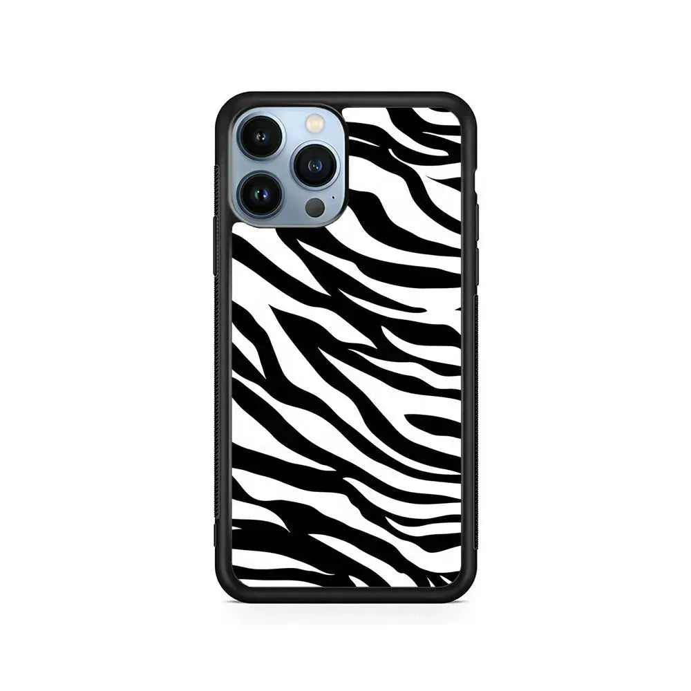 Zebra Skin Pattern iPhone 15 Pro Max Case-Rubber / Black (2D Case)-Xtracase