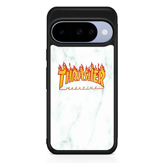 Thrasher White Marble Google Pixel 10 Case | Google Pixel 10 Rubber Protective Case