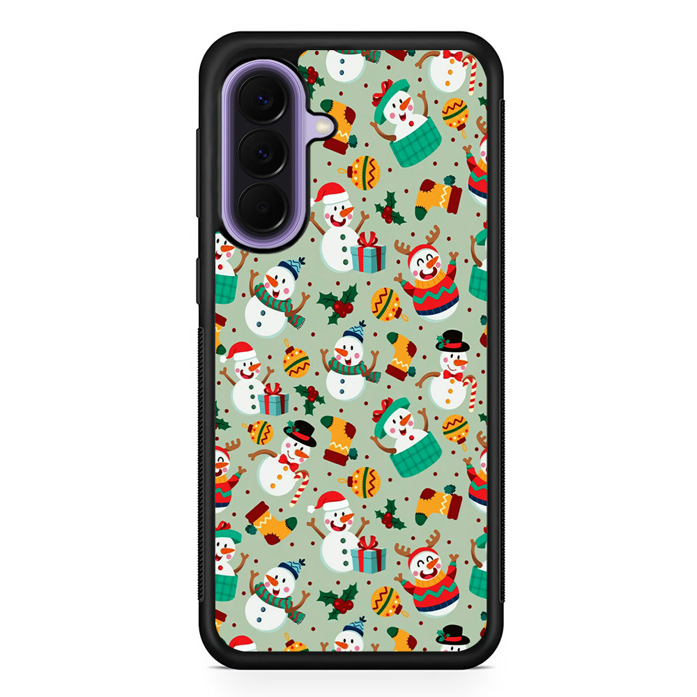 Snowman Cartoon Christmas Pattern Samsung Galaxy A57 Case | Slim Samsung Galaxy A57 Rubber Case