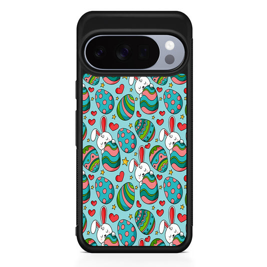 Easter Eggs and Rabbits Pattern Google Pixel 10 Pro Case | Slim Google Pixel 10 Pro Rubber Case