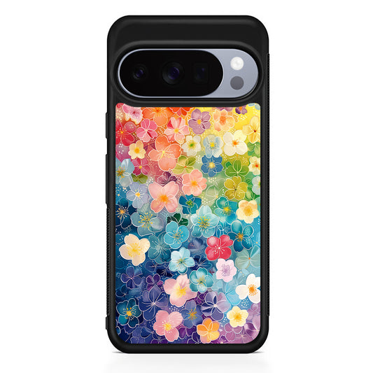 Artistic Rainbow Flower Pattern Google Pixel 10 Pro Case | Slim Google Pixel 10 Pro Rubber Case