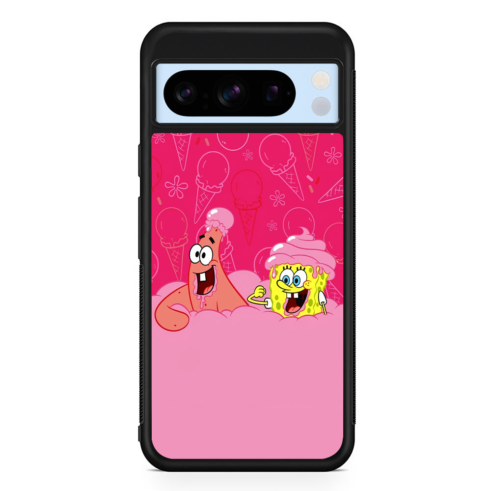 Spongebob and Patrick Eating Ice Cream Google Pixel 8 Pro Case | Slim Rubber Case for Google Pixel 8 Pro