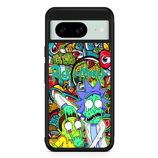 Rick and Morty Melt in Doodle Google Pixel 8 Case | Durable Protective Cover for Google Pixel 8