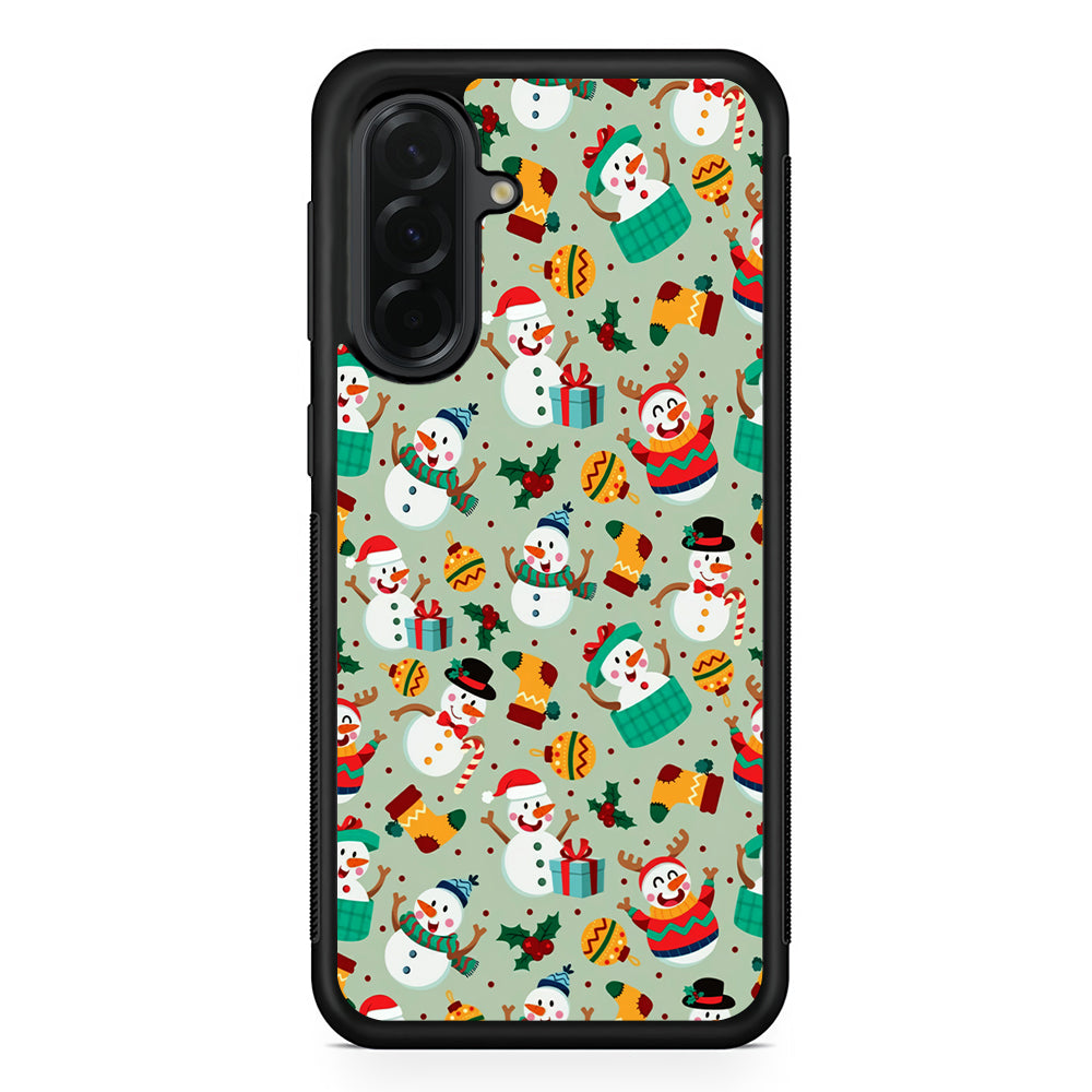 Snowman Cartoon Christmas Pattern Samsung Galaxy A36 Case | Protective Rubber Cover