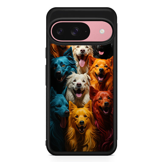 Collection of Colorful Dogs Google Pixel 9 Case | Google Pixel 9 Protective Rubber Case