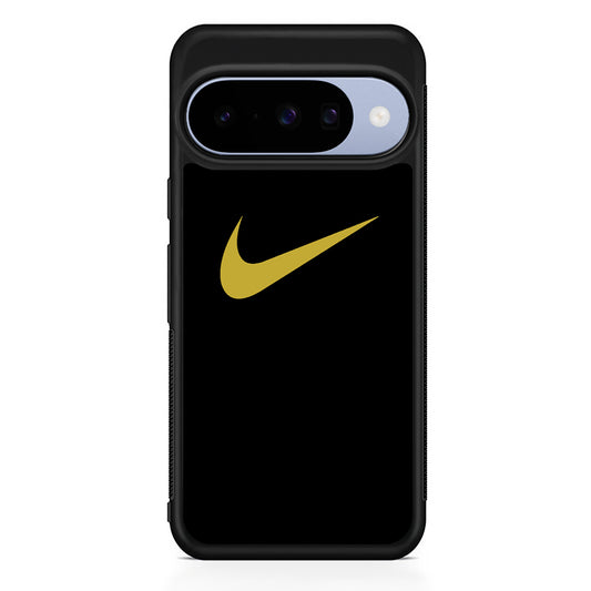 Nike Gold Logo Black Google Pixel 10 Case | Google Pixel 10 Rubber Protective Case