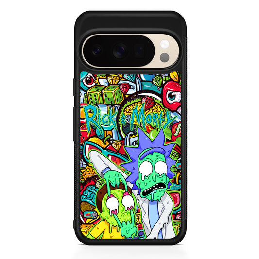 Rick and Morty Melt in Doodle Google Pixel 10 Pro XL Case | Slim Google Pixel 10 Pro XL Protective Case