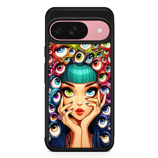 Flamboyant Girl with Many Eyes Google Pixel 9 Case | Google Pixel 9 Protective Rubber Case