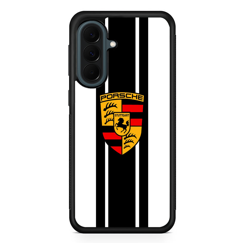 Porsche Stripe White Emblem Samsung Galaxy A37 Case | Samsung Galaxy A37 Rubber Phone Case