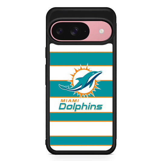 NFL Miami Dolphins White Stripe Google Pixel 9 Case | Google Pixel 9 Protective Rubber Case