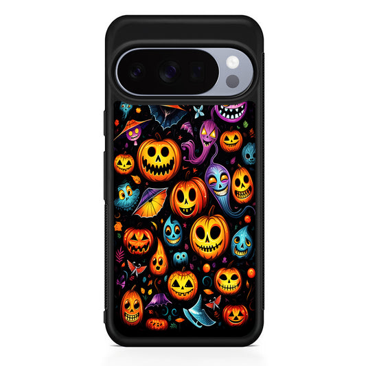 Halloween Pumpkins and Ghosts Google Pixel 10 Pro Case | Slim Google Pixel 10 Pro Rubber Case