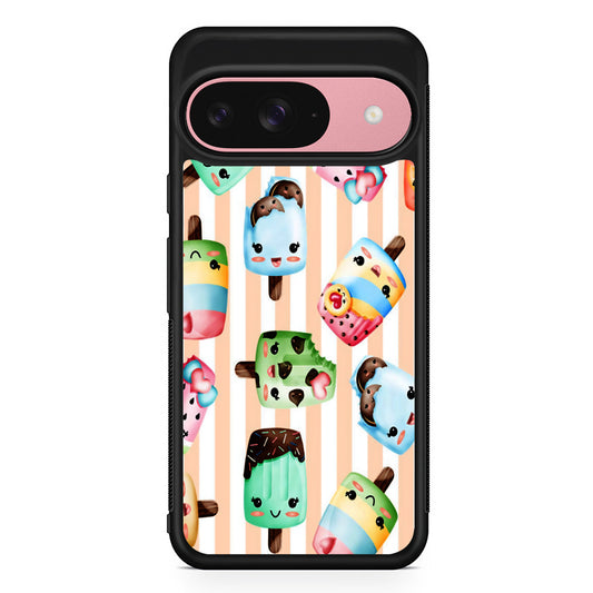 Cute Face Ice Cream Stick Google Pixel 9 Case | Google Pixel 9 Protective Rubber Case