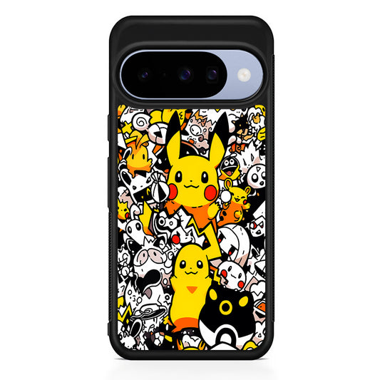 Pokemon Pikachu Doodle Google Pixel 10 Case | Google Pixel 10 Rubber Protective Case