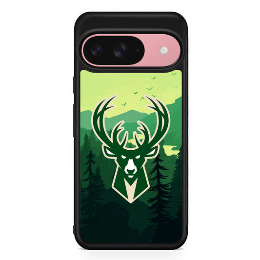 NBA Milwaukee Bucks Forest Google Pixel 9 Case | Google Pixel 9 Protective Rubber Case