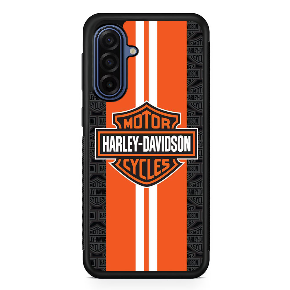 Harley Davidson Orange Stripe White Samsung Galaxy A17 Case | Samsung Galaxy A17 Protective Rubber Case