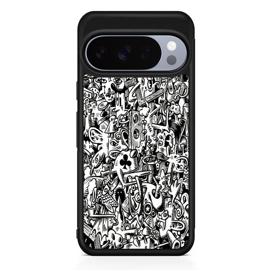 Graffiti Doodle Monokrom Google Pixel 10 Pro Case | Slim Google Pixel 10 Pro Rubber Case