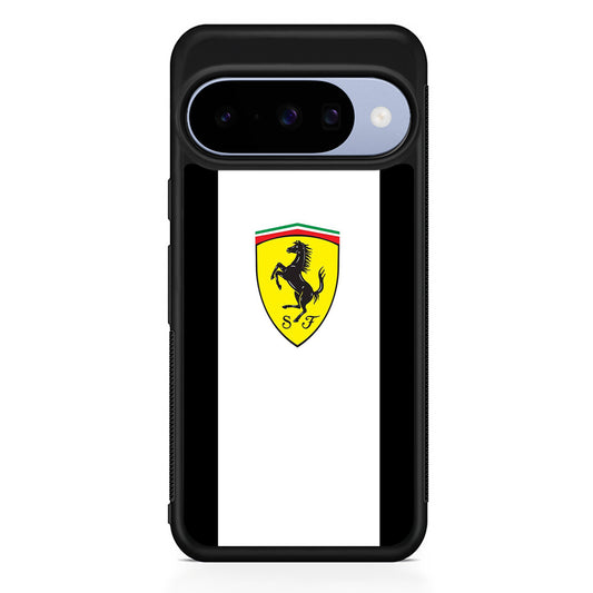 Ferrari White Stripe Emblem Google Pixel 10 Case | Google Pixel 10 Rubber Protective Case