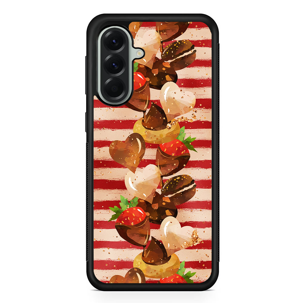 Strawberry in Chocolate and Cookie Samsung Galaxy A56 Case | Samsung Galaxy A56 Protective Rubber Case